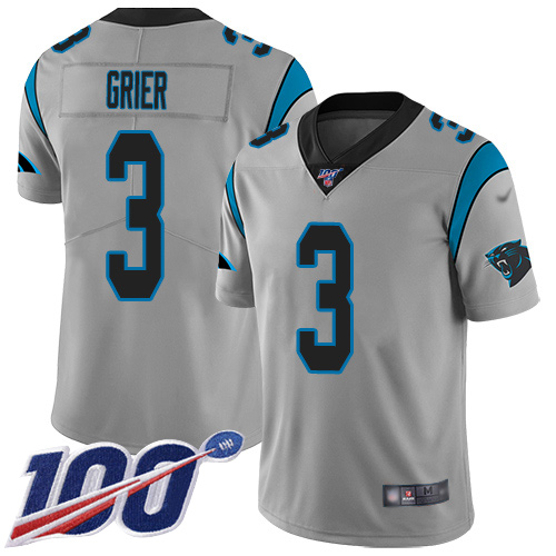 Carolina Panthers Limited Silver Youth Will Grier Jersey NFL Football 3 100th Season Inverted Legend